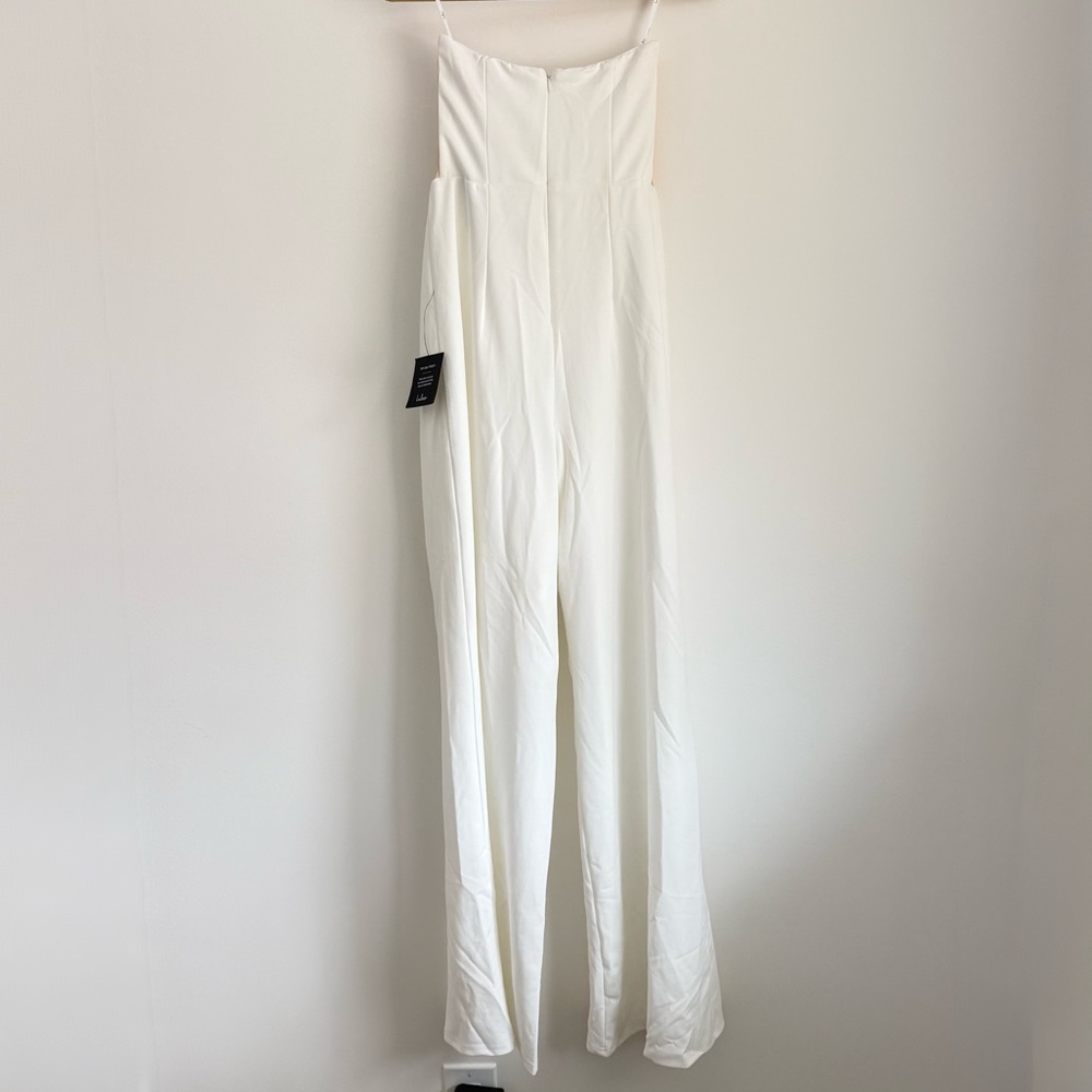 NWT Lulus Adoring Occasion White Strapless Wide-Leg Jumpsuit Size Medium - Picture 7 of 9